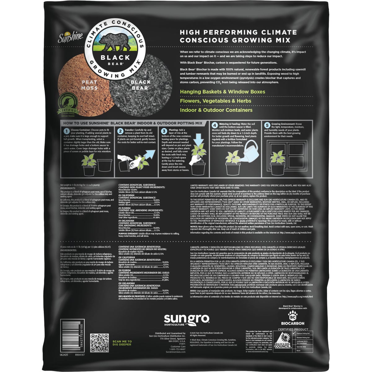 Sunshine Black Bear 1.5 Cu. Ft. Indoor & Outdoor Potting Mix Image 4