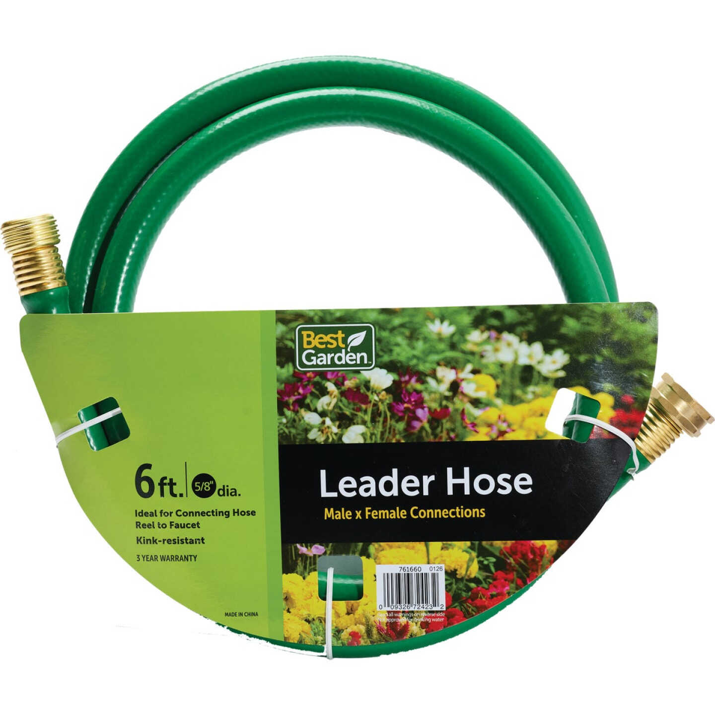 Best Garden 5/8 In. Dia. x 6 Ft. L. Leader Hose with Male & Female Couplings Image 1