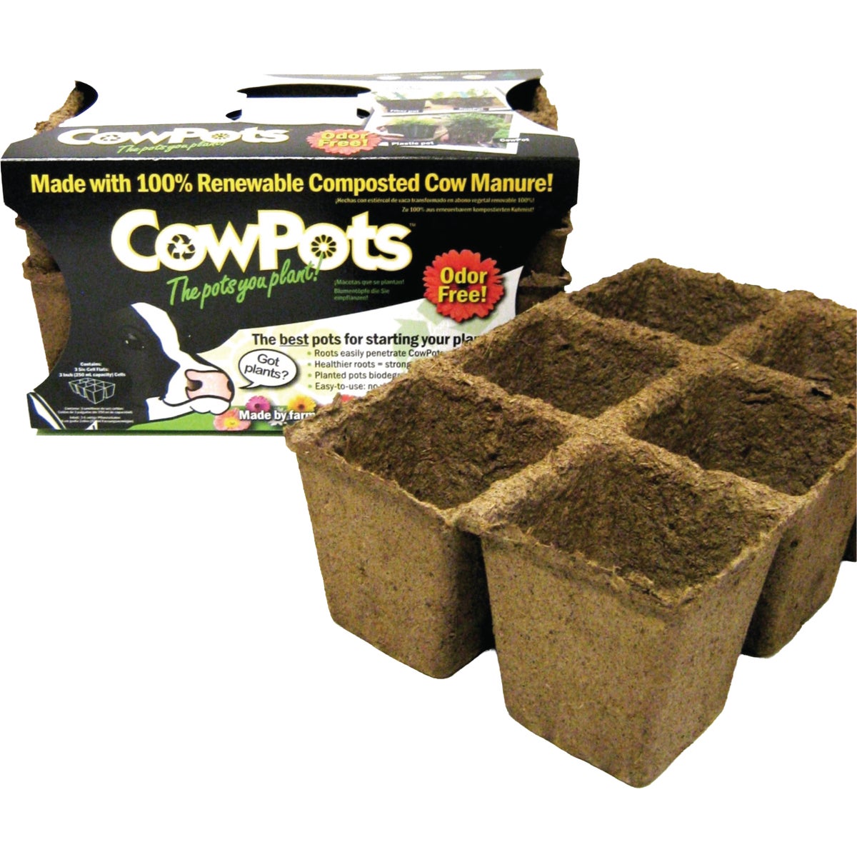 Summit CowPots 6-Cell #3 Square Cow Manure Grow Pot (3-Pack) Image 5