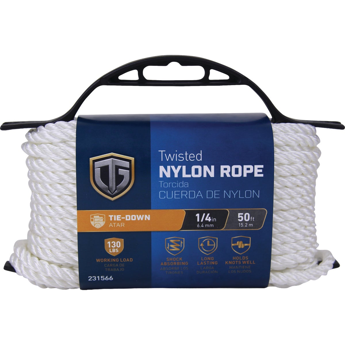 TruGuard 1/4 In. x 50 Ft. White Twisted Nylon Rope