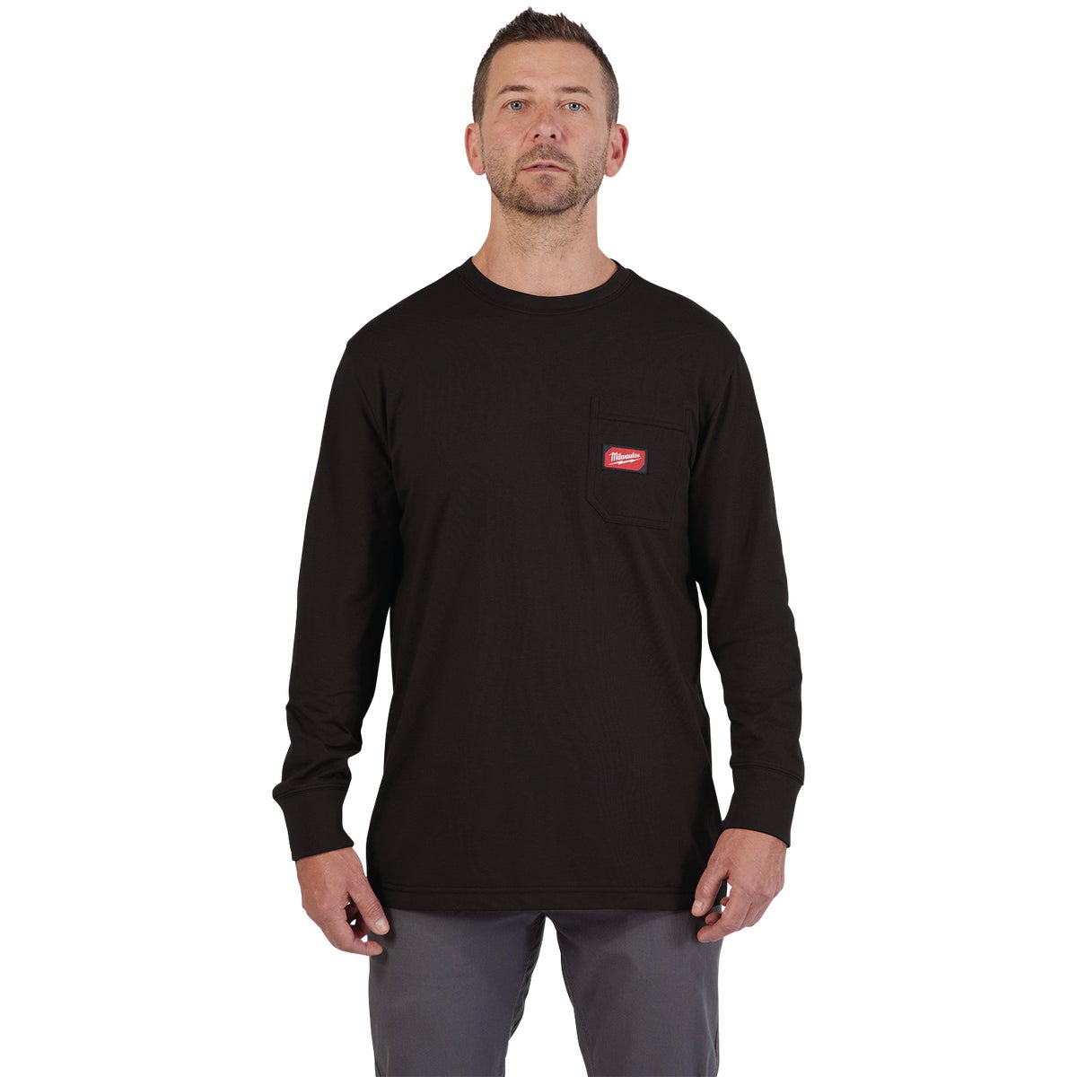 Milwaukee GridIron XL Black Long Sleeve Heavy-Duty Pocket T-Shirt Image 3