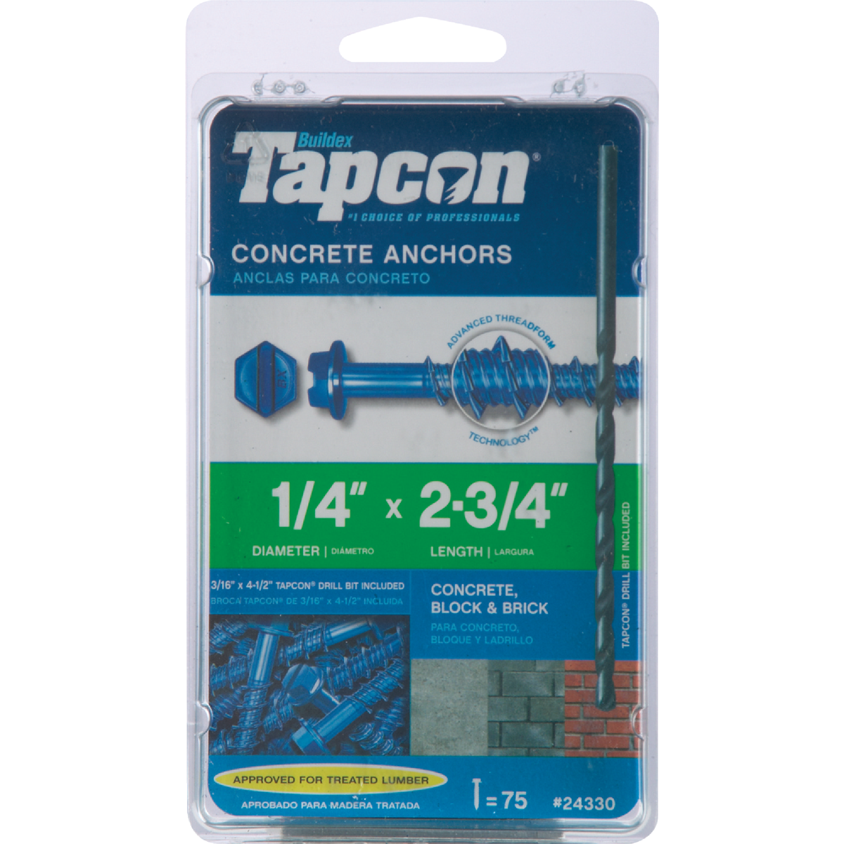 Tapcon 1/4 In. x 2-3/4 In. Hex Concrete Screw Anchor (75-Count) Image 2