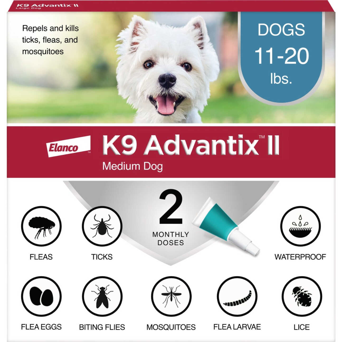 K9 Advantix II Medium Dog Teal 1-Month Flea Treatment (2-Pack) Image 1