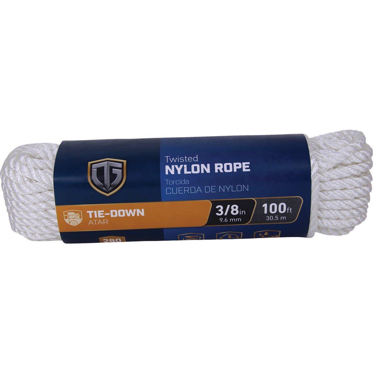 TruGuard 3/8 In. x 100 Ft. White Twisted Nylon Rope