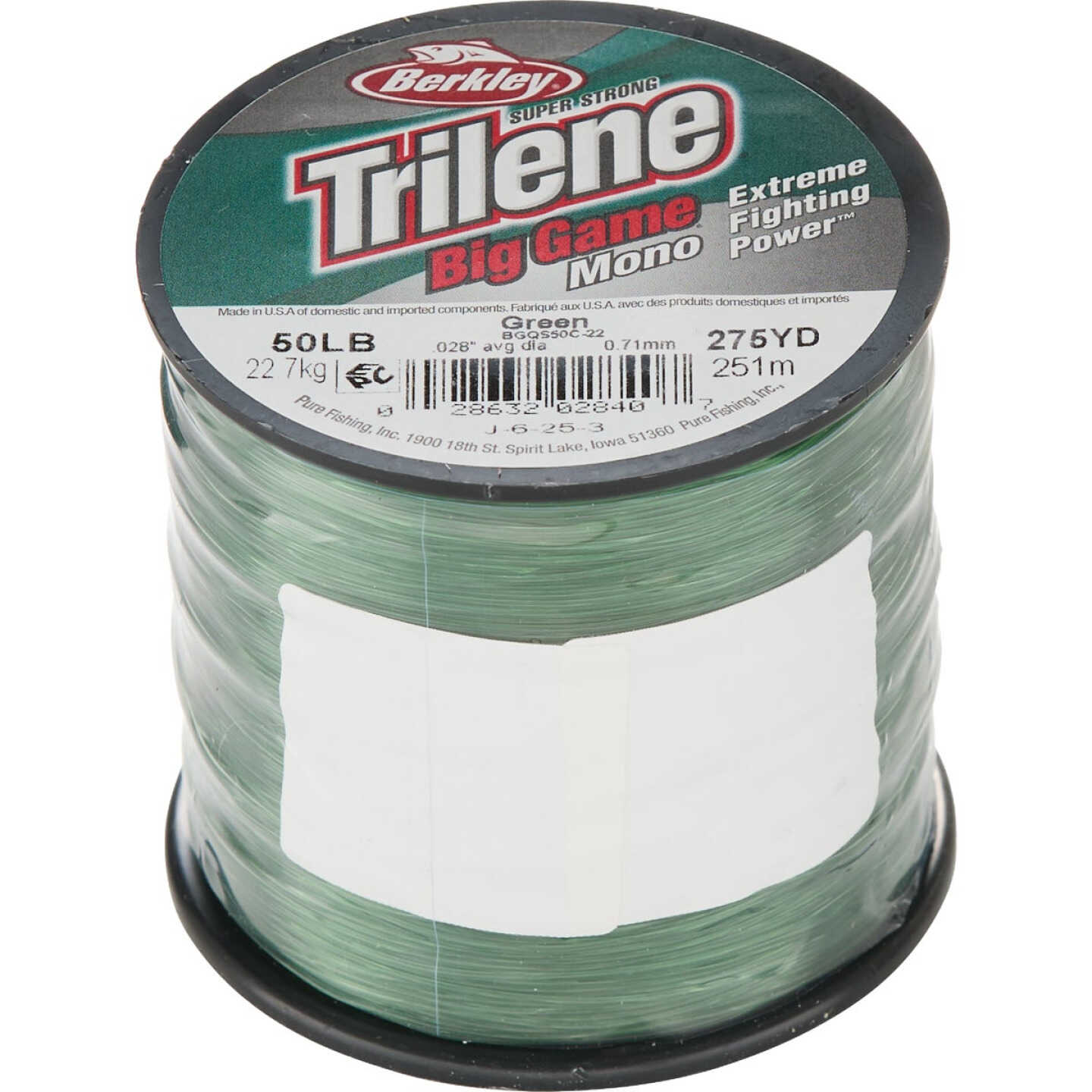 Berkley Trilene Big Game 50 Lb. 275 Yd. Green Monofilament Fishing Line Image 1