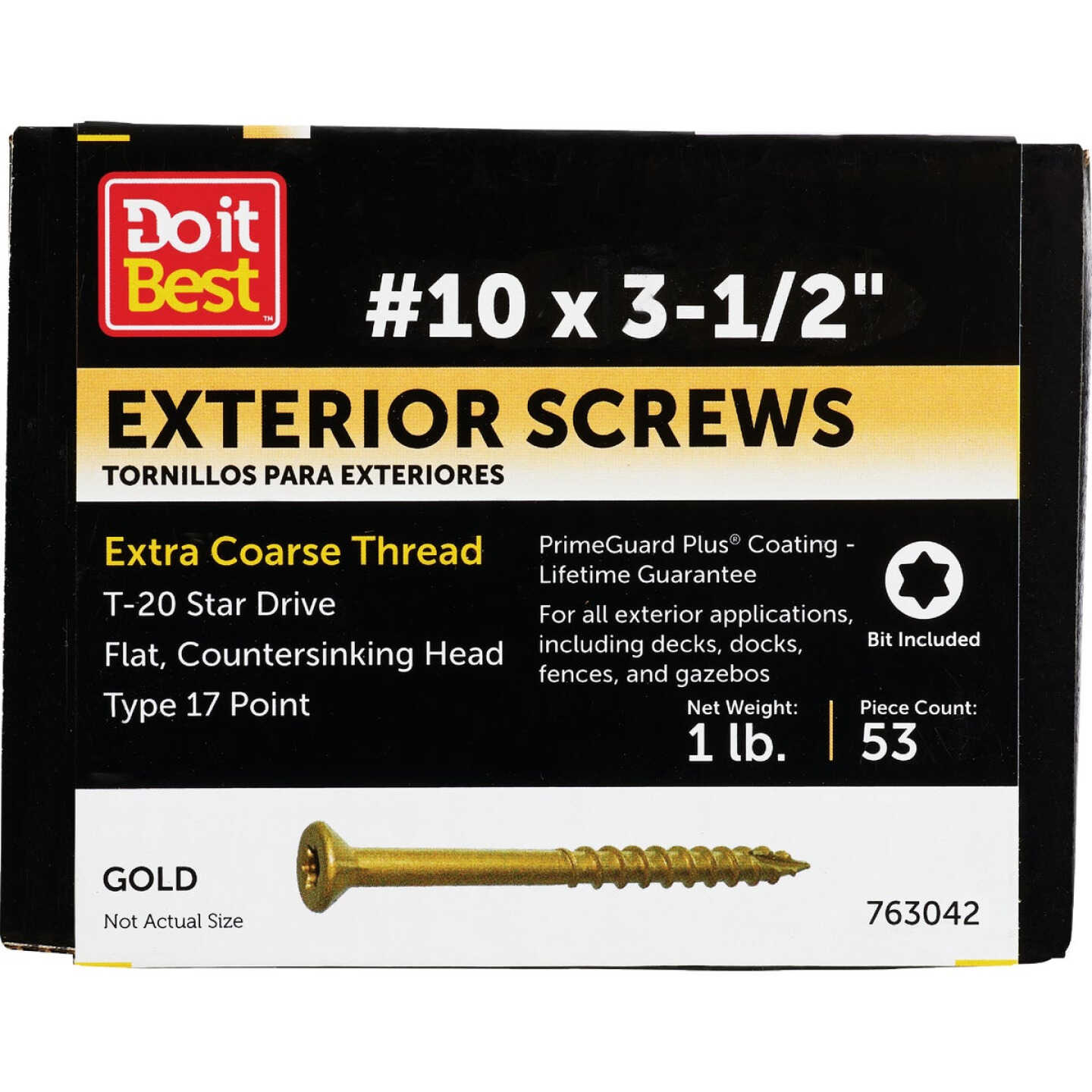 Do it #10 x 3-1/2 In. Gold Star Bugle-Head Wood Exterior Screw (1 Lb. Box) Image 1