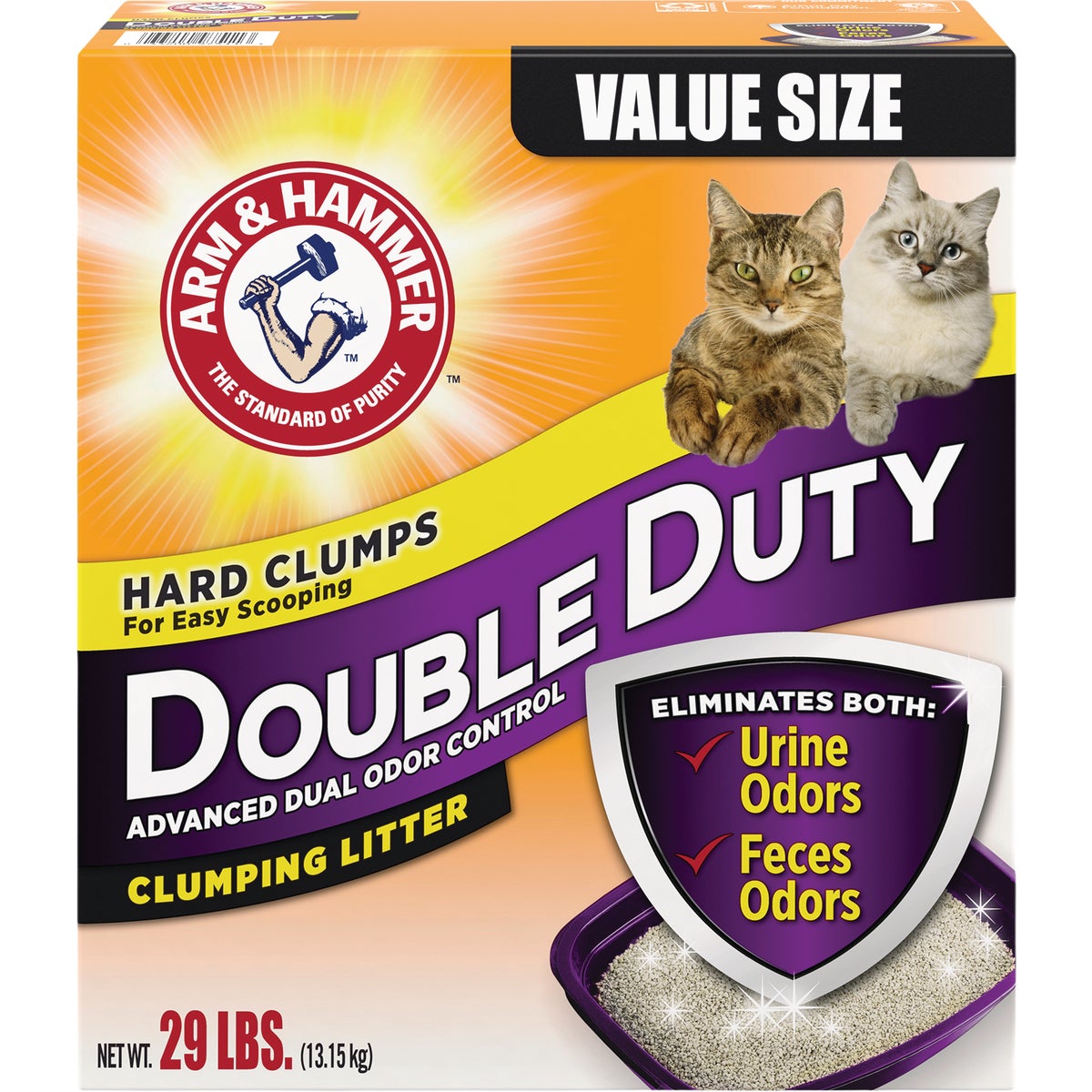 Arm & Hammer Double Duty Dual Advanced Odor Control 29 Lb. Scented Clumping Cat Litter