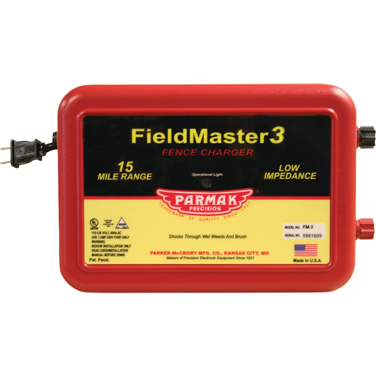 Parmak 110 - 120V - AC Operated Fence Charger - 15 Miles