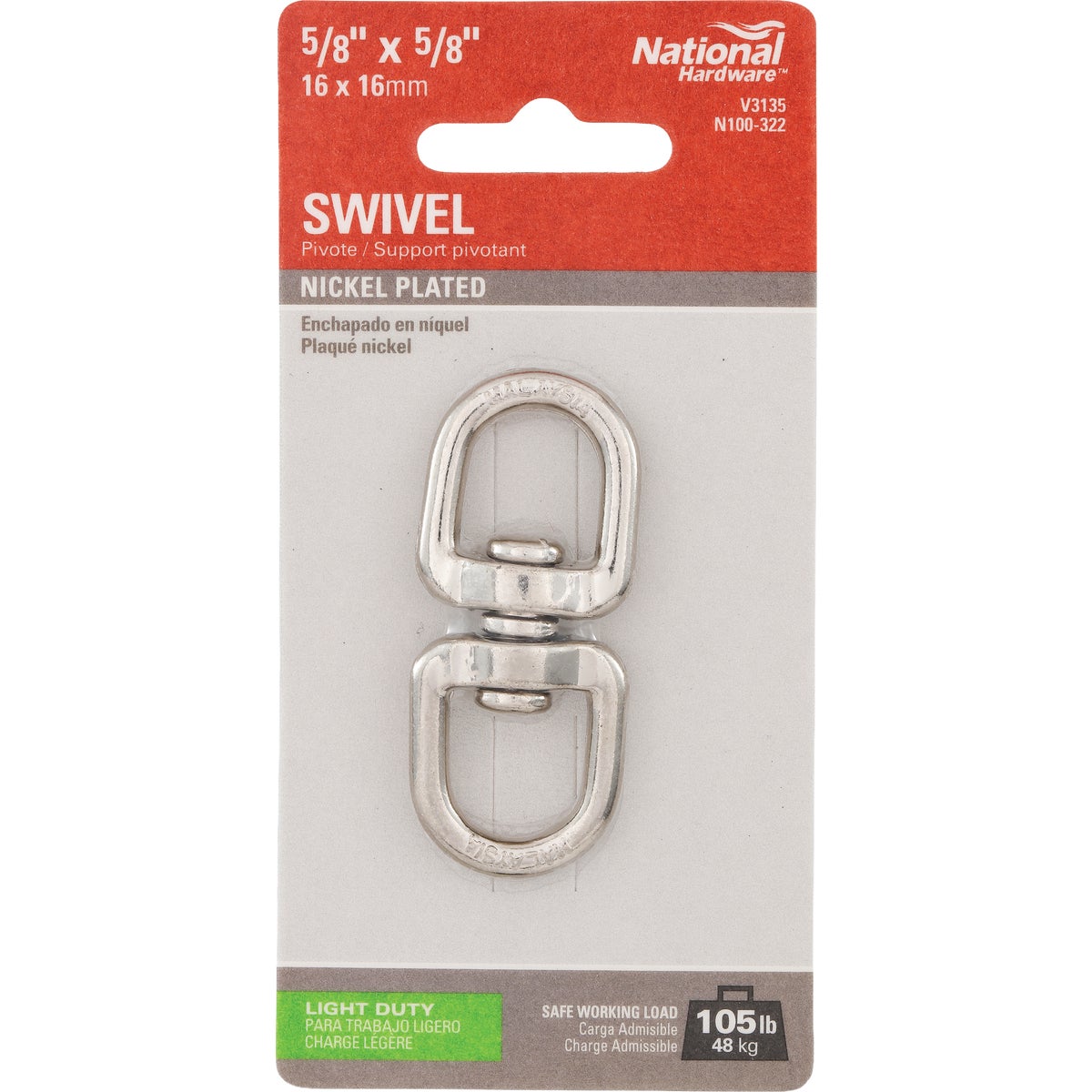 National Swivels, Nickel, 5/8 In. x 5/8 In.
