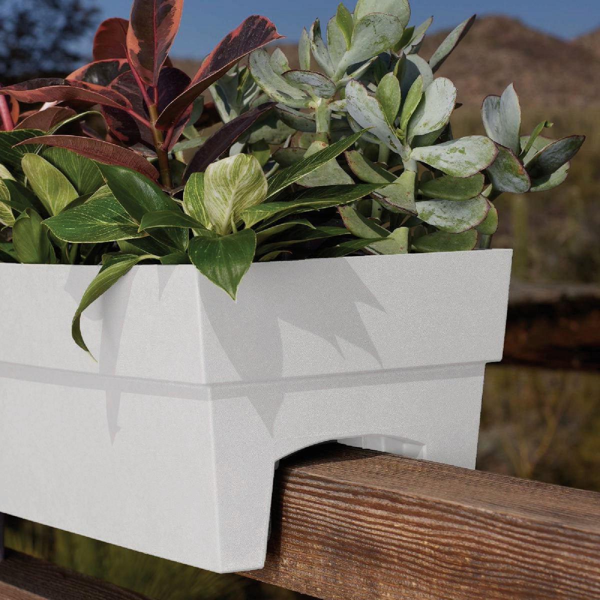 Bloem Finley 24 In. W. Recycled Ocean Plastic Casper White Rail Planter Image 3
