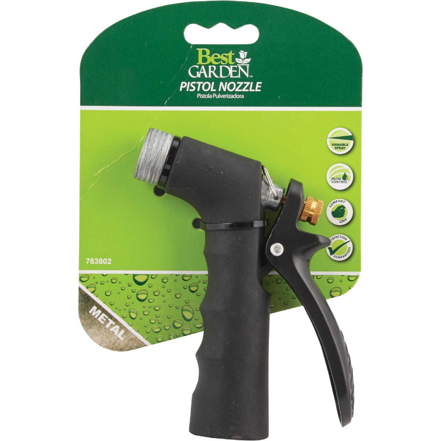 Best Garden Hot Water Metal Pistol Nozzle with Threaded Front, Black Image 2