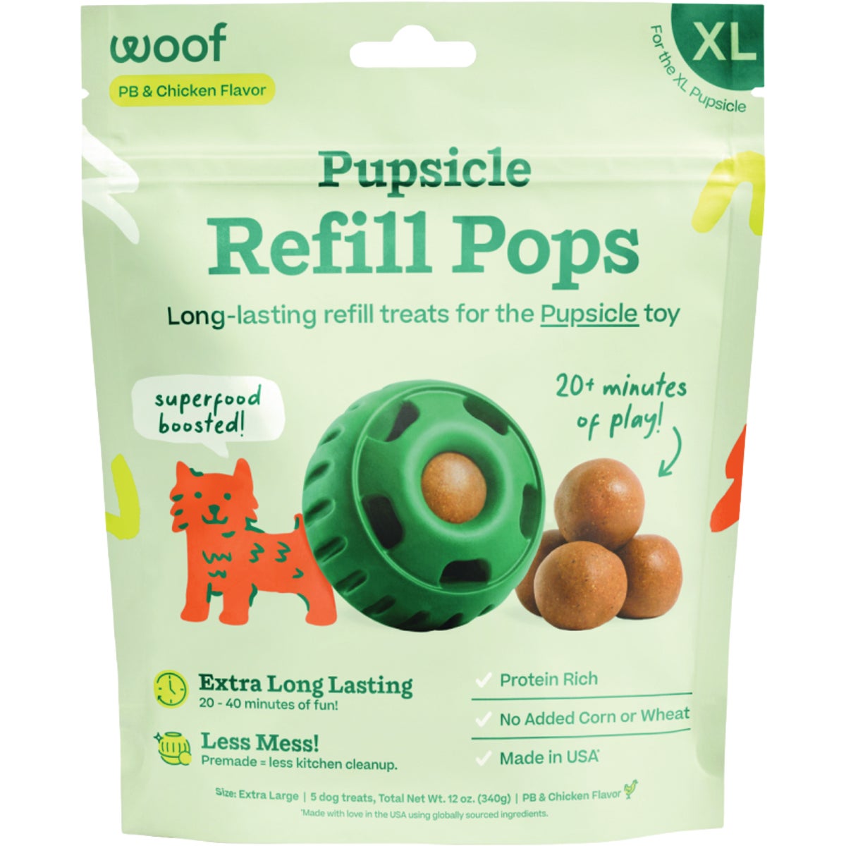 Woof Pupsicle XL Peanut Butter & Chicken Refill Pop Treat (5-Pack) Image 1