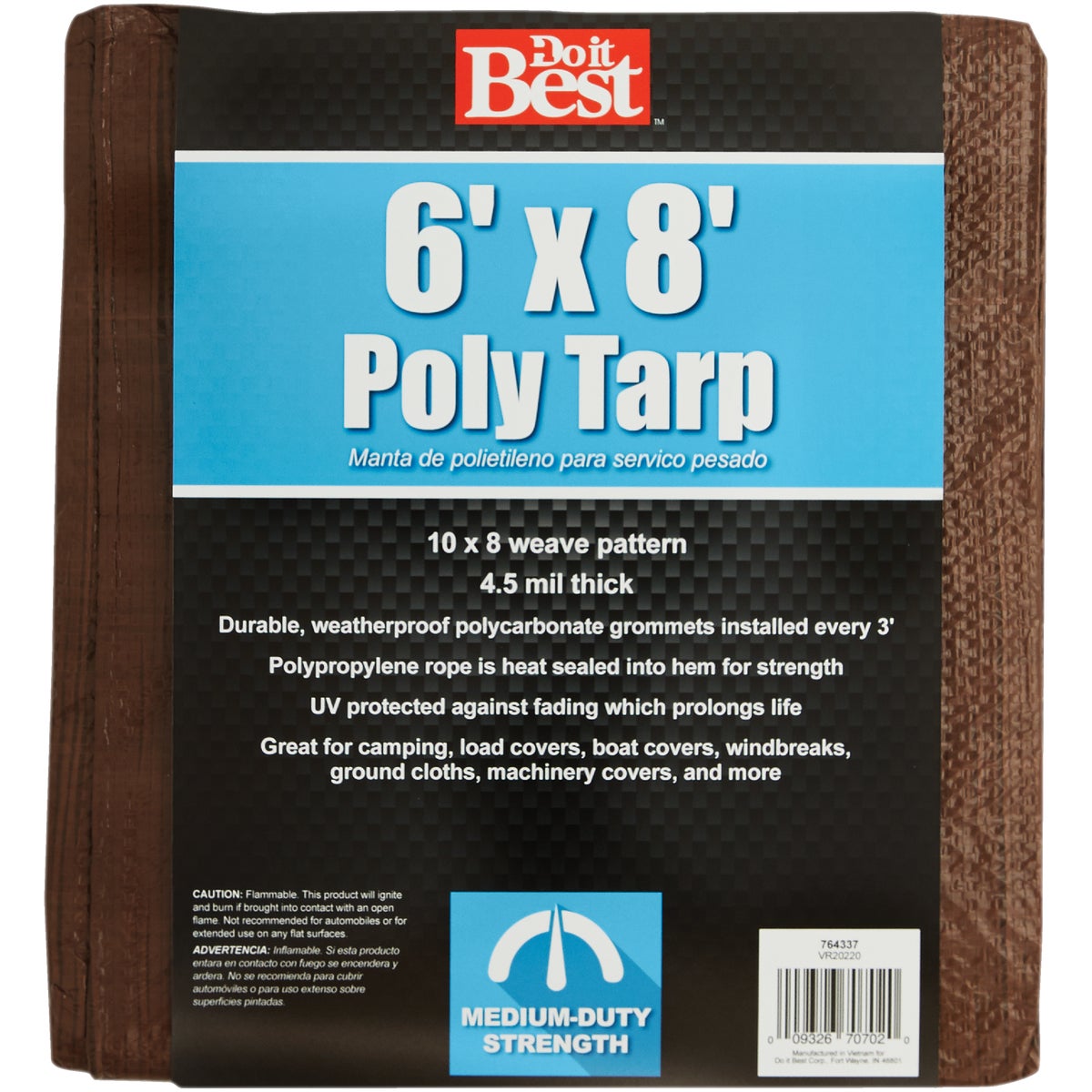 Do it Best 1 Side Green/1 Side Brown Woven 6 Ft. x 8 Ft. Medium Duty Poly Tarp Image 2