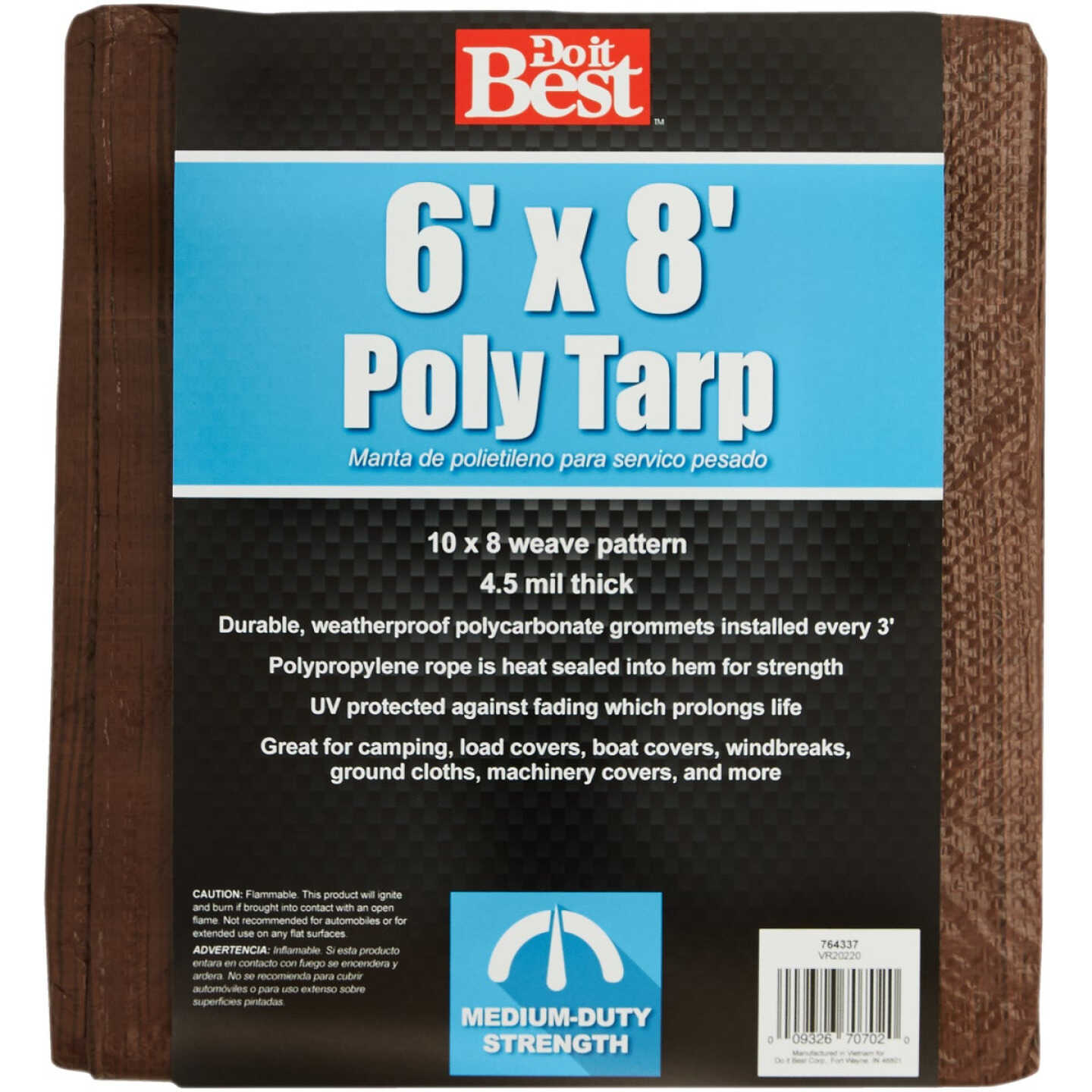 Do it Best 1 Side Green/1 Side Brown Woven 6 Ft. x 8 Ft. Medium Duty Poly Tarp Image 2