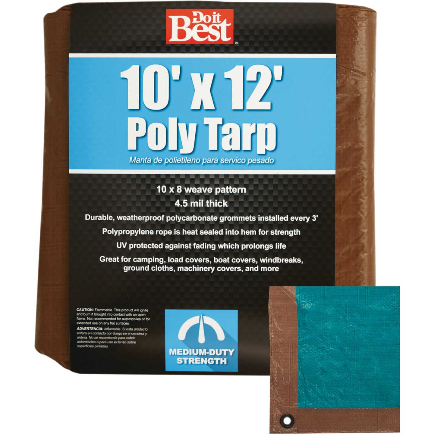 Do it Best 1 Side Green/1 Side Brown Woven 10 Ft. x 12 Ft. Medium Duty Poly Tarp Image 1
