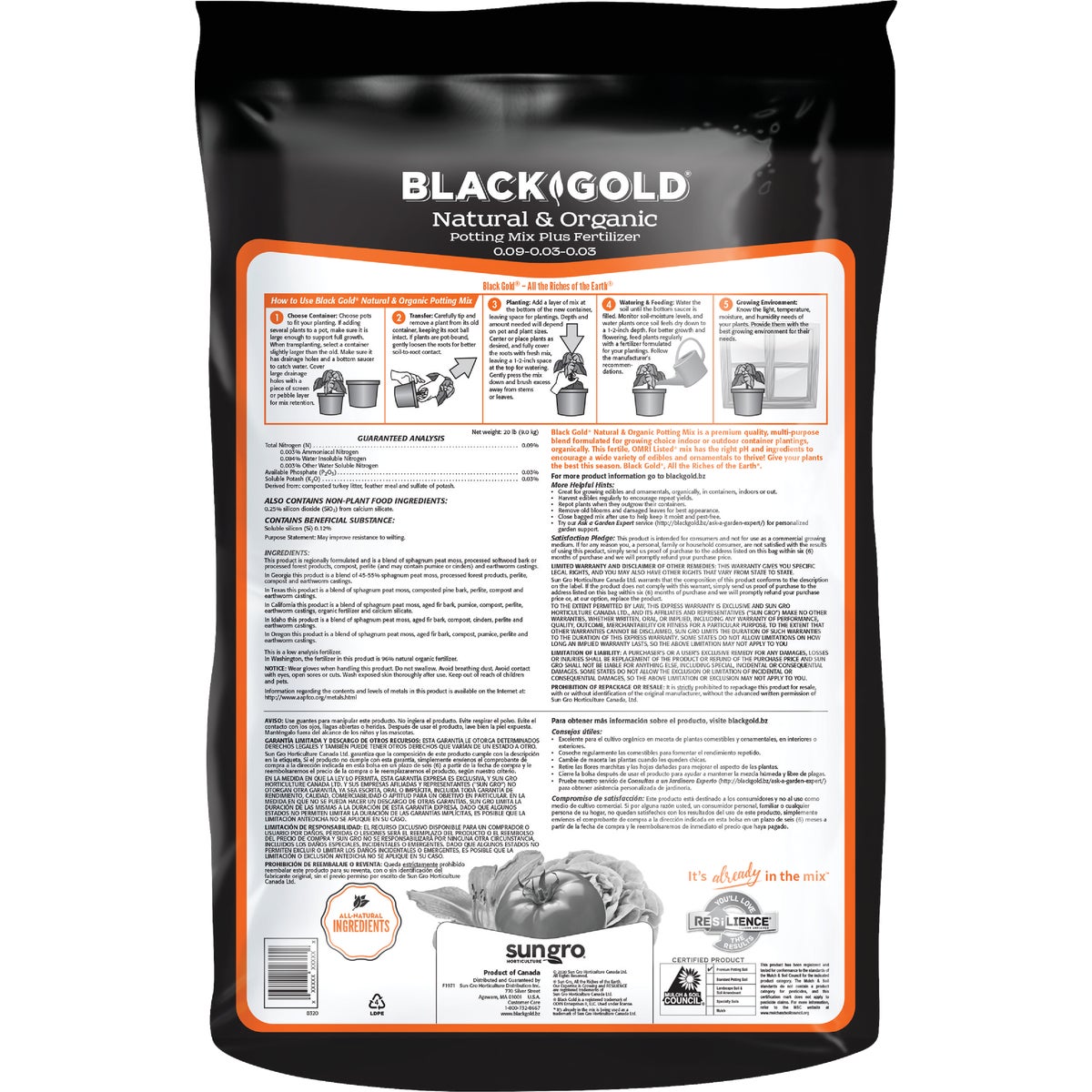 Black Gold 1.5 Cu. Ft. 38 Lb. All Purpose Natural & Organic Potting Soil Mix Image 2