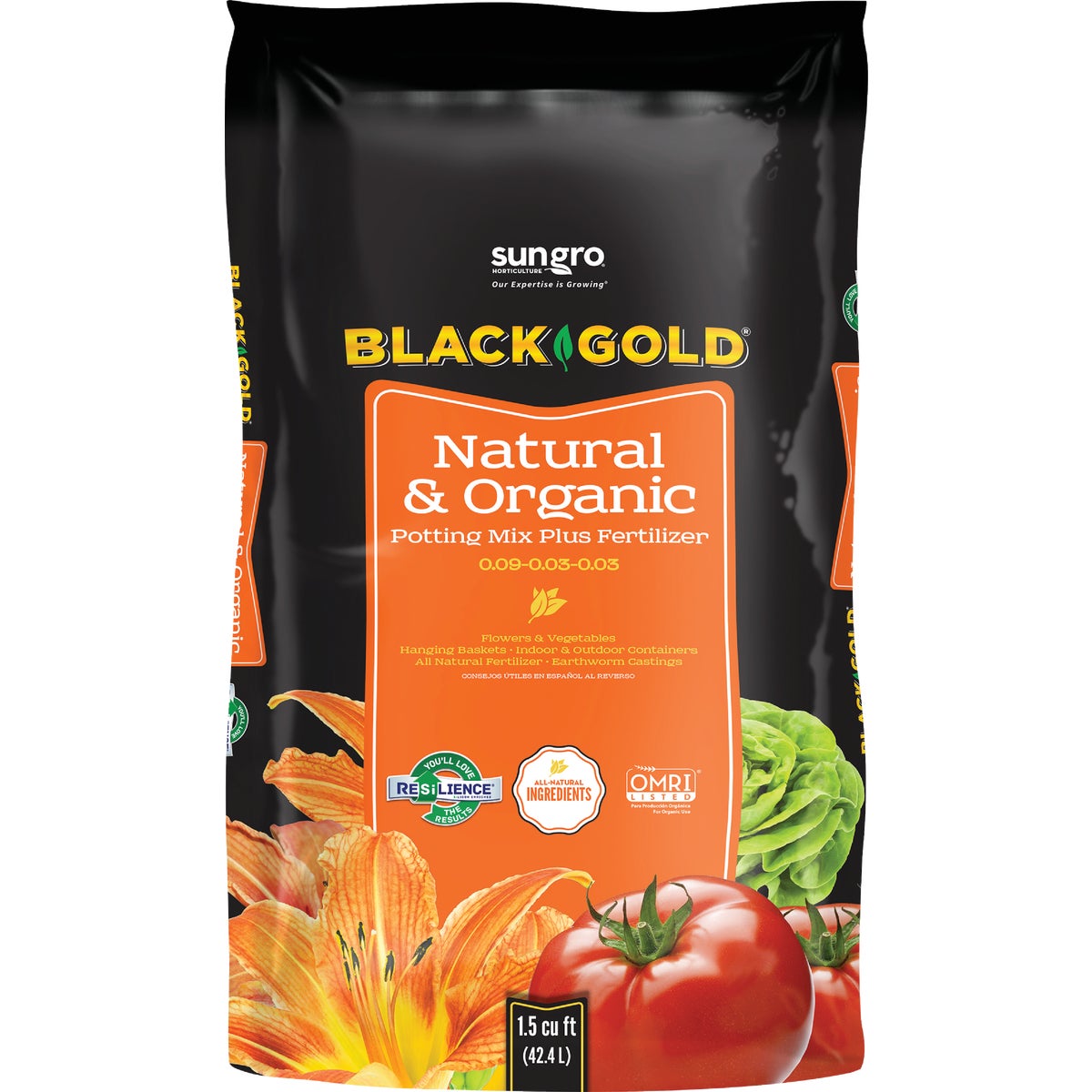 Black Gold 1.5 Cu. Ft. 38 Lb. All Purpose Natural & Organic Potting Soil Mix