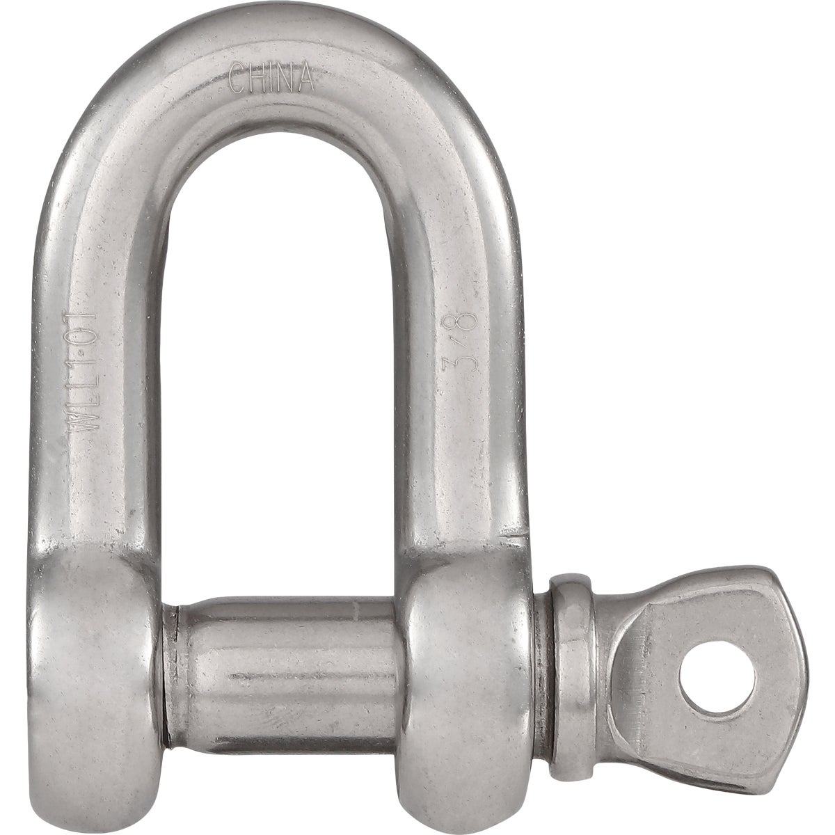 National D Shackles, Stainless Steel, 3/8 In.