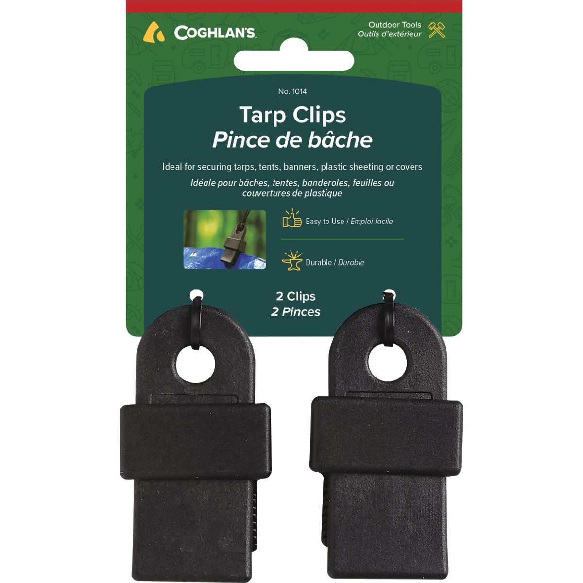 Coghlans Clip Black Nylon Resin Tarp Grabber (2-Pack)