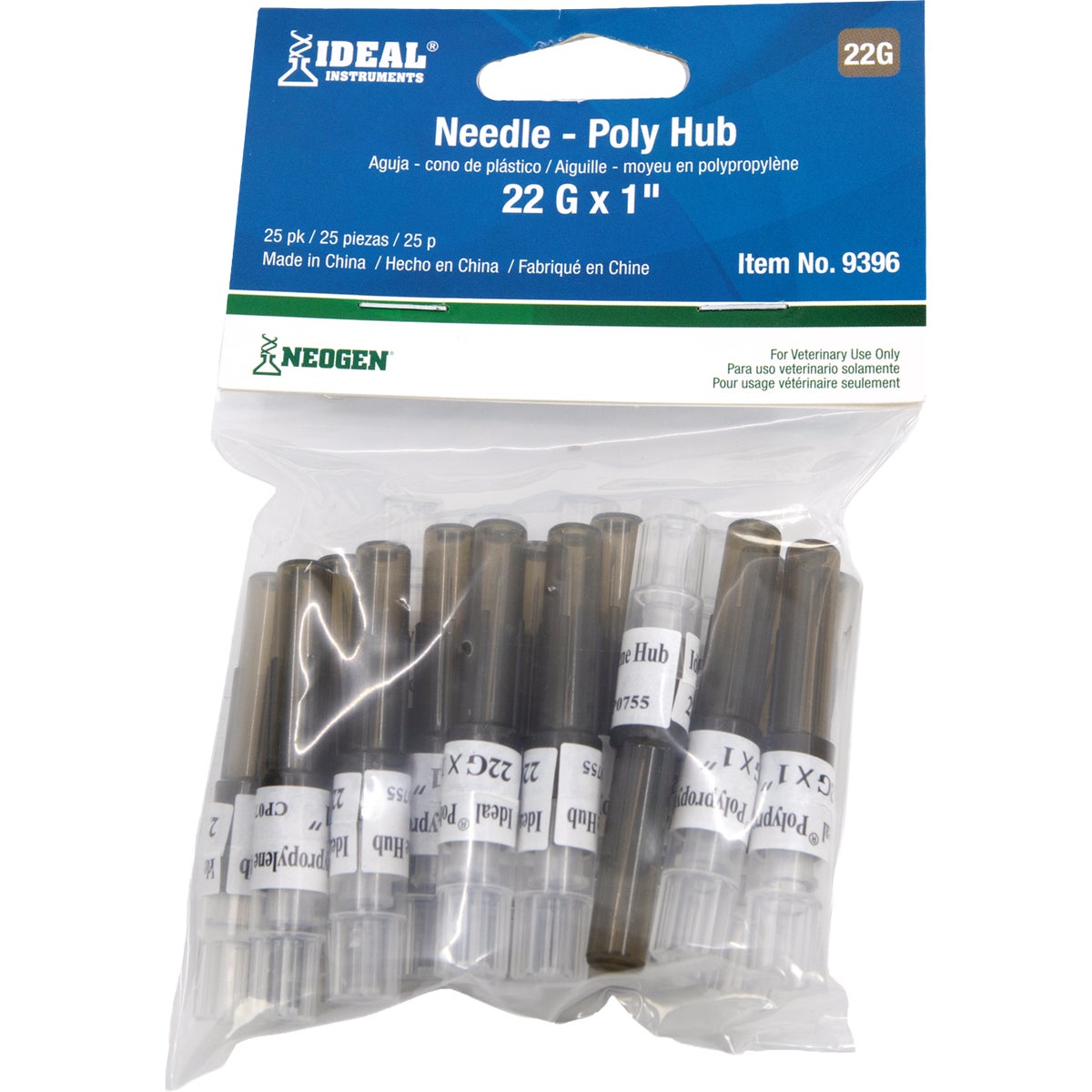 Ideal Instruments 22G x 1 Poly Hub Disposable Needle (25-Pack)
