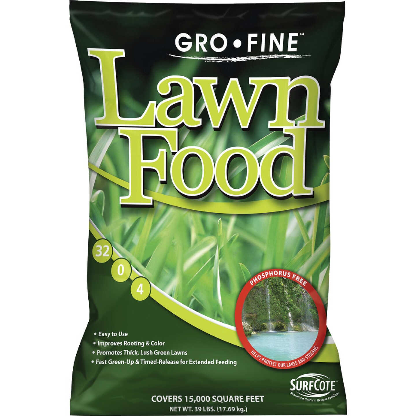 Gro-Fine 39 Lb. 15,000 Sq. Ft. 32-0-4 Phosphorus Free Lawn Fertilizer Image 1
