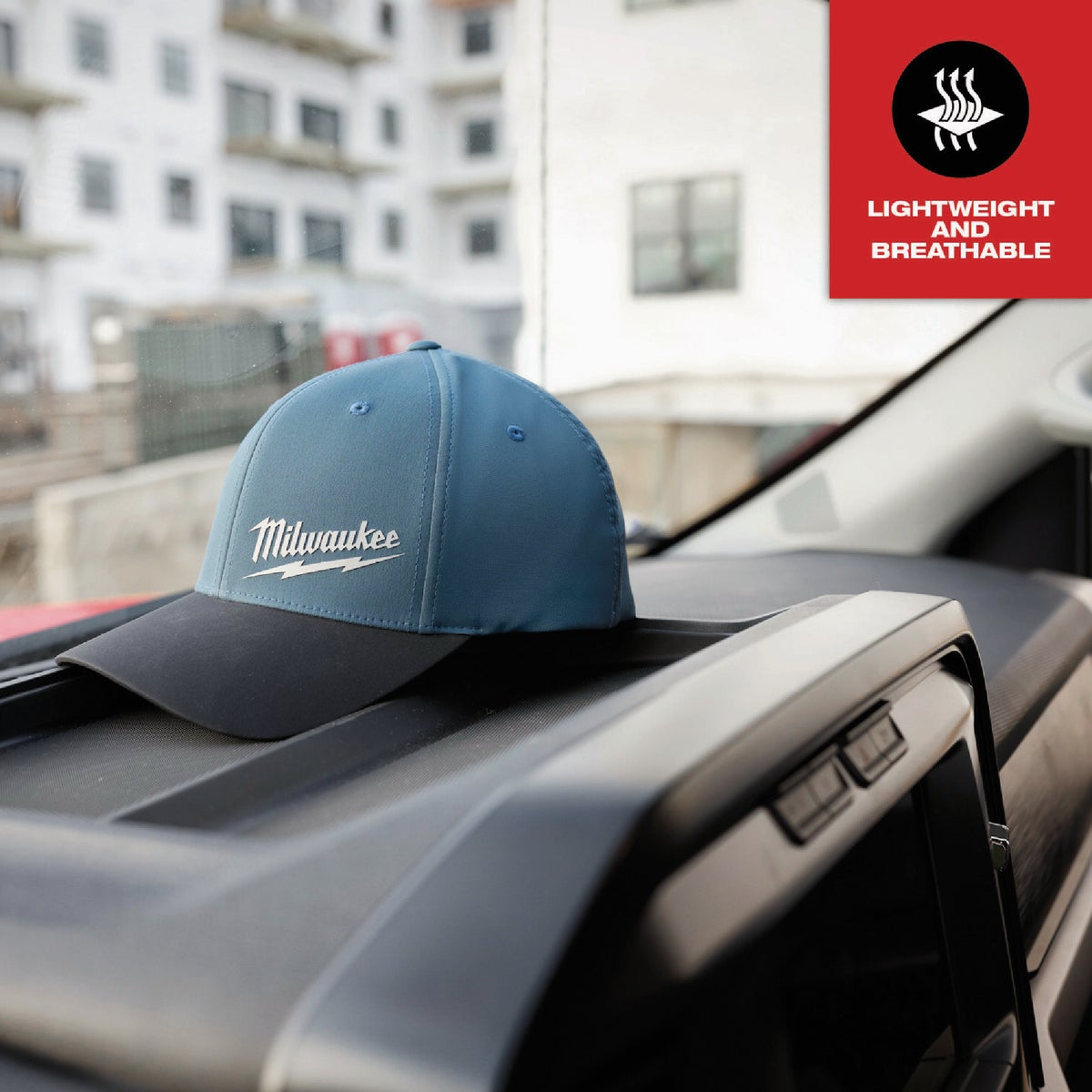 Milwaukee Workskin Blue Performance Fitted Hat, Small/Medium Image 6