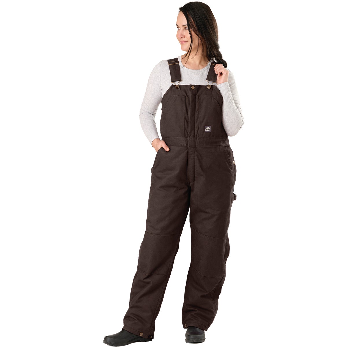 Berne Women's XL Dark Brown Softstone Duck Insulated Bib Overall