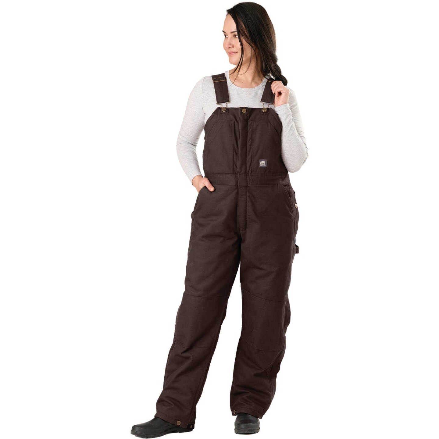 Berne Women's XL Dark Brown Softstone Duck Insulated Bib Overall Image 1