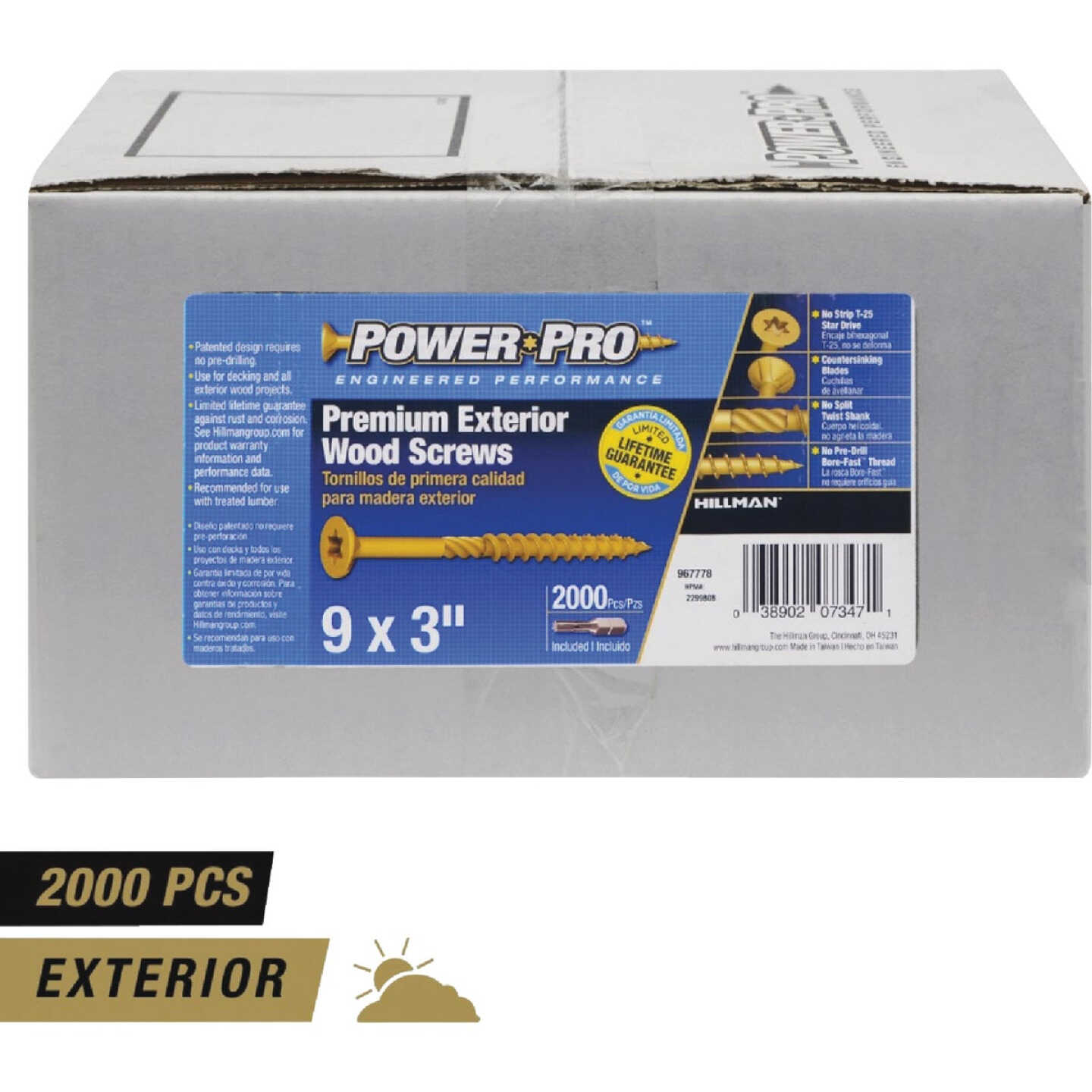 Hillman Power Pro #9 x 3 In. Bronze Ceramic Flat Head Star Exterior Wood Screw (2000-Count, 1/4 Keg) Image 1