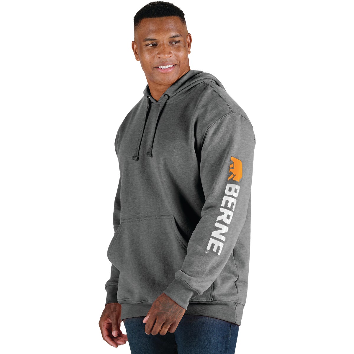 Berne Men's 2XL Regular Graphite Signature Sleeve Hooded Pullover Sweatshirt Image 1