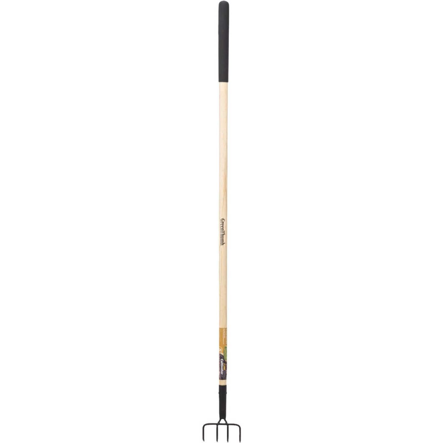 Green Thumb 4-Tine Wood Handle Garden Cultivator Image 1