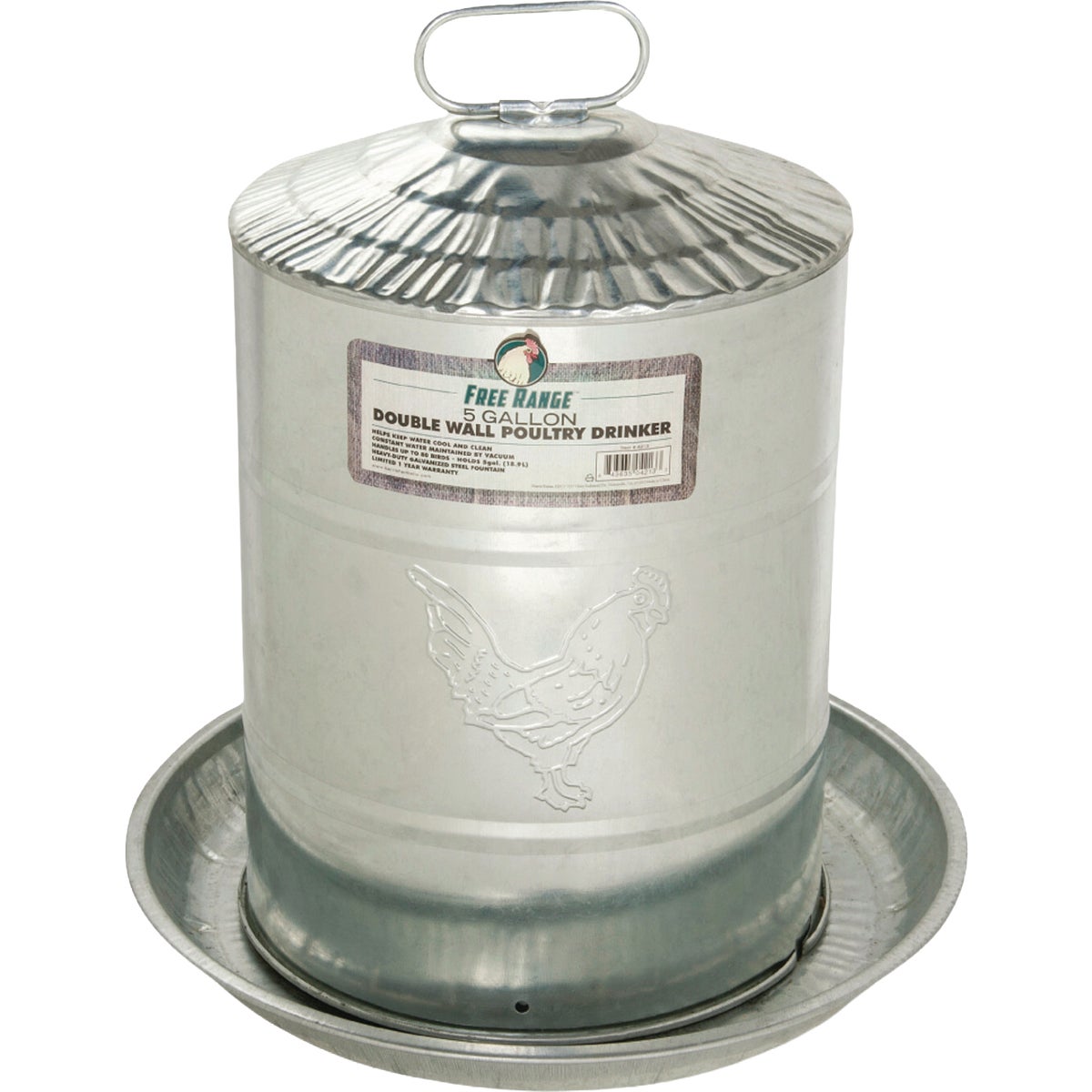 Manna Pro Harris Farms 5 Gal. Galvanized Steel Double Wall Automatic Poultry Drinker