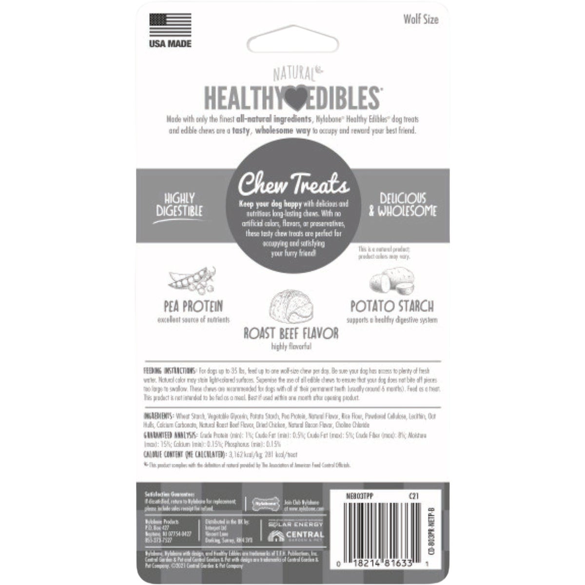Nylabone Healthy Edibles Medium Roast Beef All-Natural Long Lasting Chew Treat Image 2