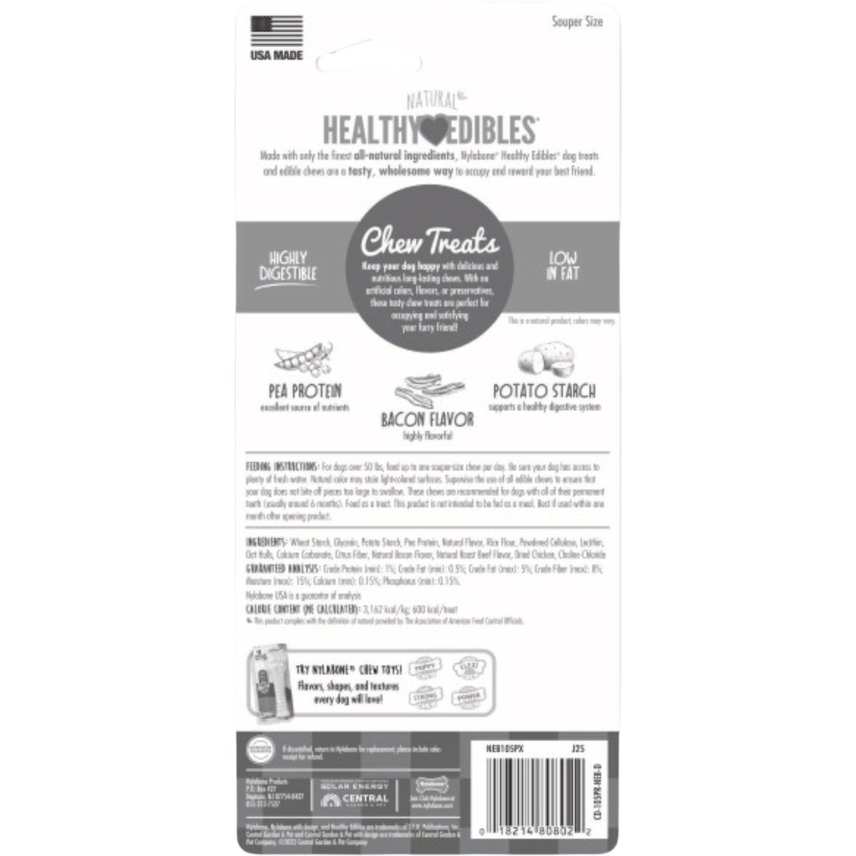 Nylabone Healthy Edibles XL Bacon  All-Natural Long Lasting Chew Treat Image 2
