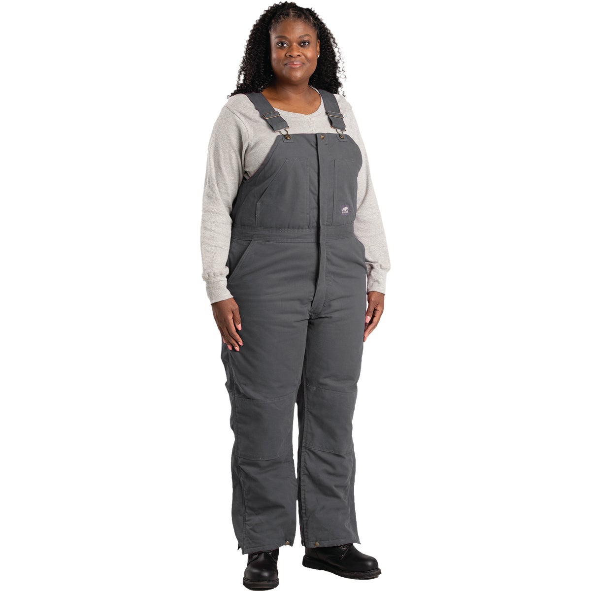 Berne Women's Short Titanium Softstone Duck Insulated Bib Overalls, L Image 4