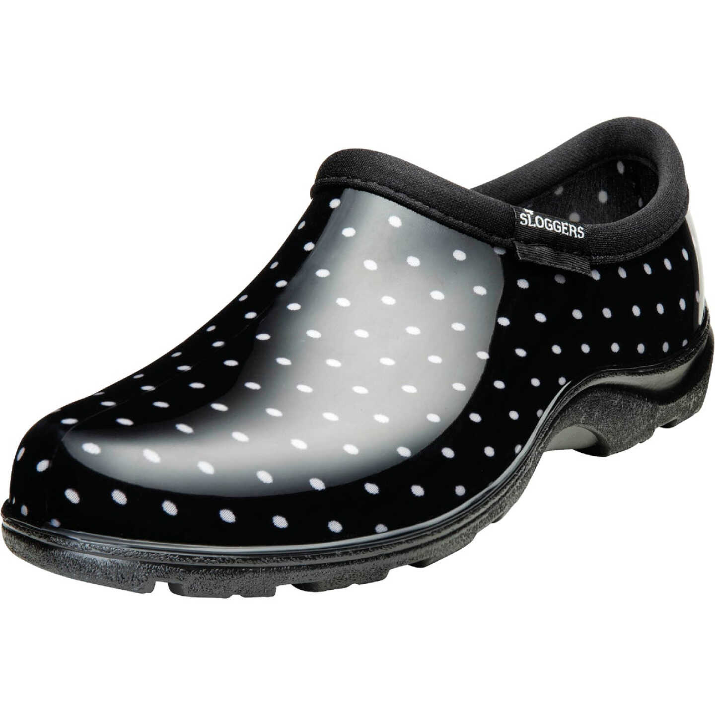 Sloggers Women's Size 7 Black with White Polka Dots Garden Shoe Image 1