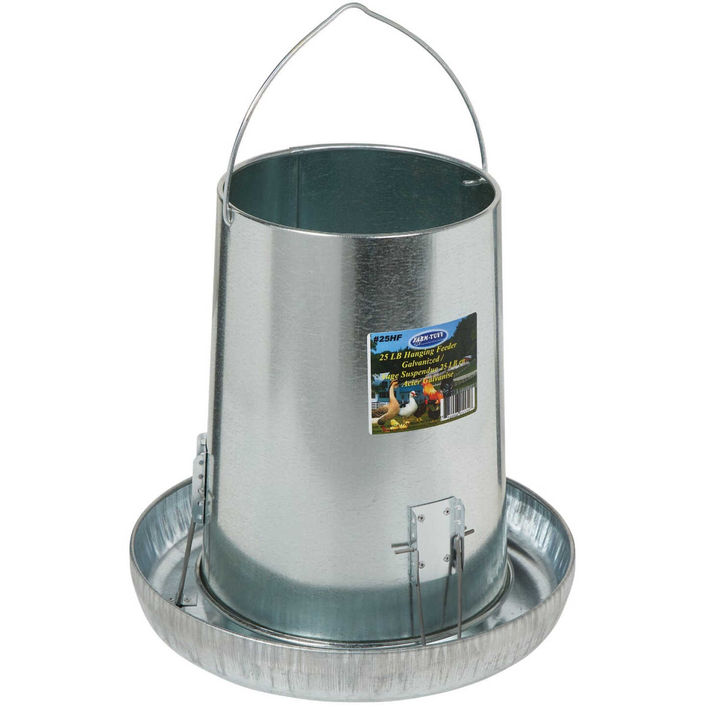 Farm-Tuff 25 Lb. Capacity Hanging Galvanized Steel Poultry Feeder Image 1