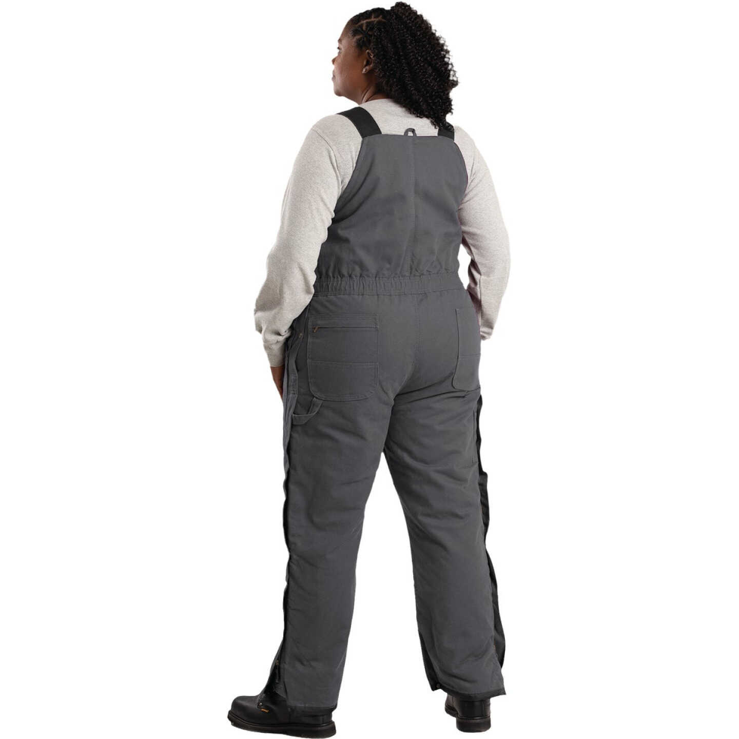 Berne Women's Short Titanium Softstone Duck Insulated Bib Overalls, XL Image 2