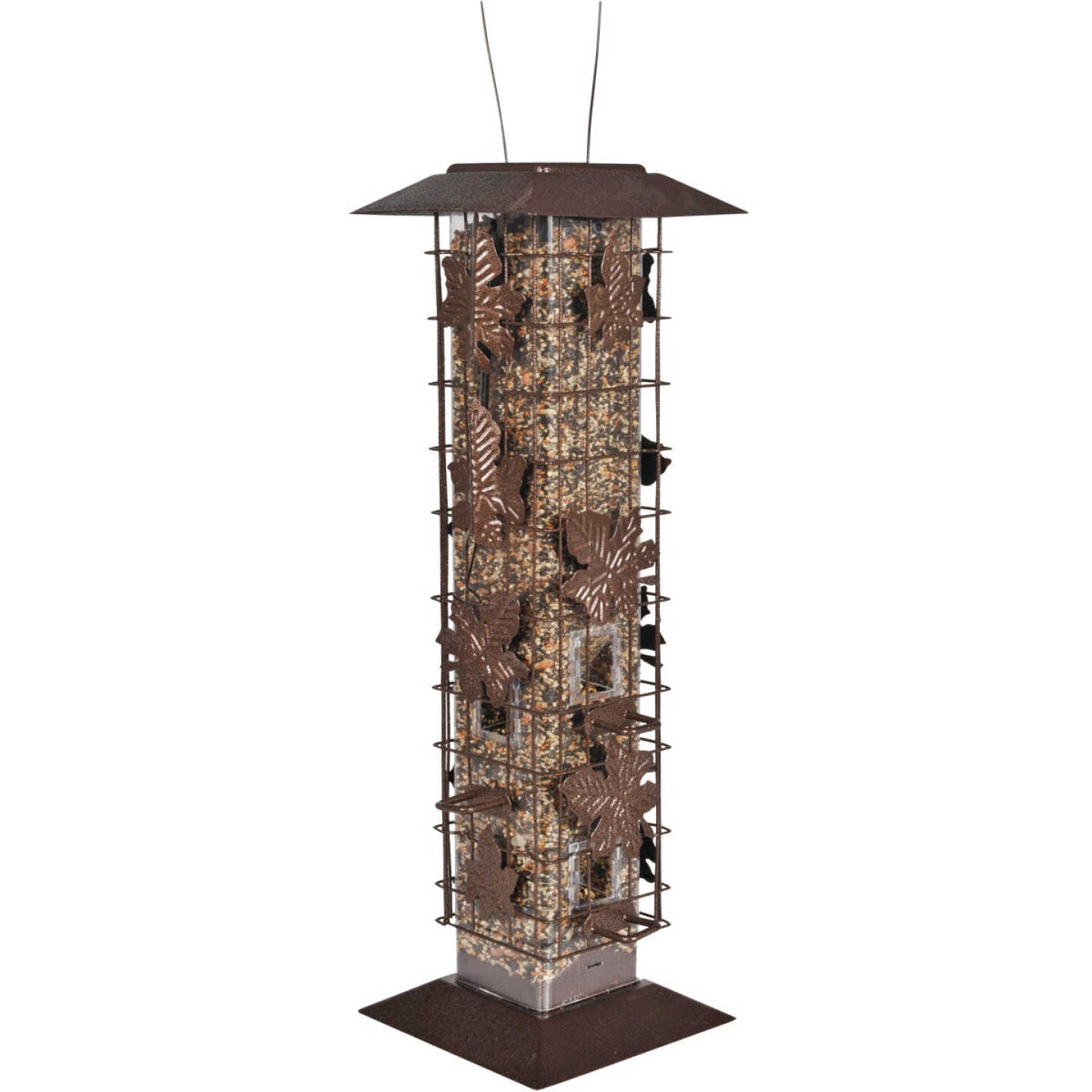 Perky-Pet Squirrel-Be-Gone Bronze Metal Leaf 2 Lb. Capacity Tube Bird Feeder Image 1