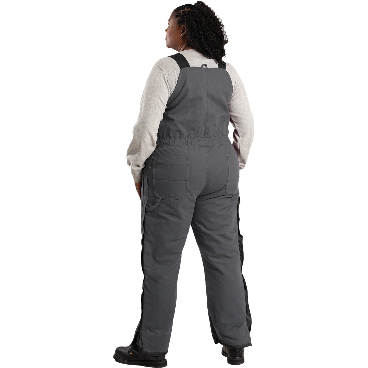 Berne Women's Short Titanium Softstone Duck Insulated Bib Overalls, 2XL Image 2
