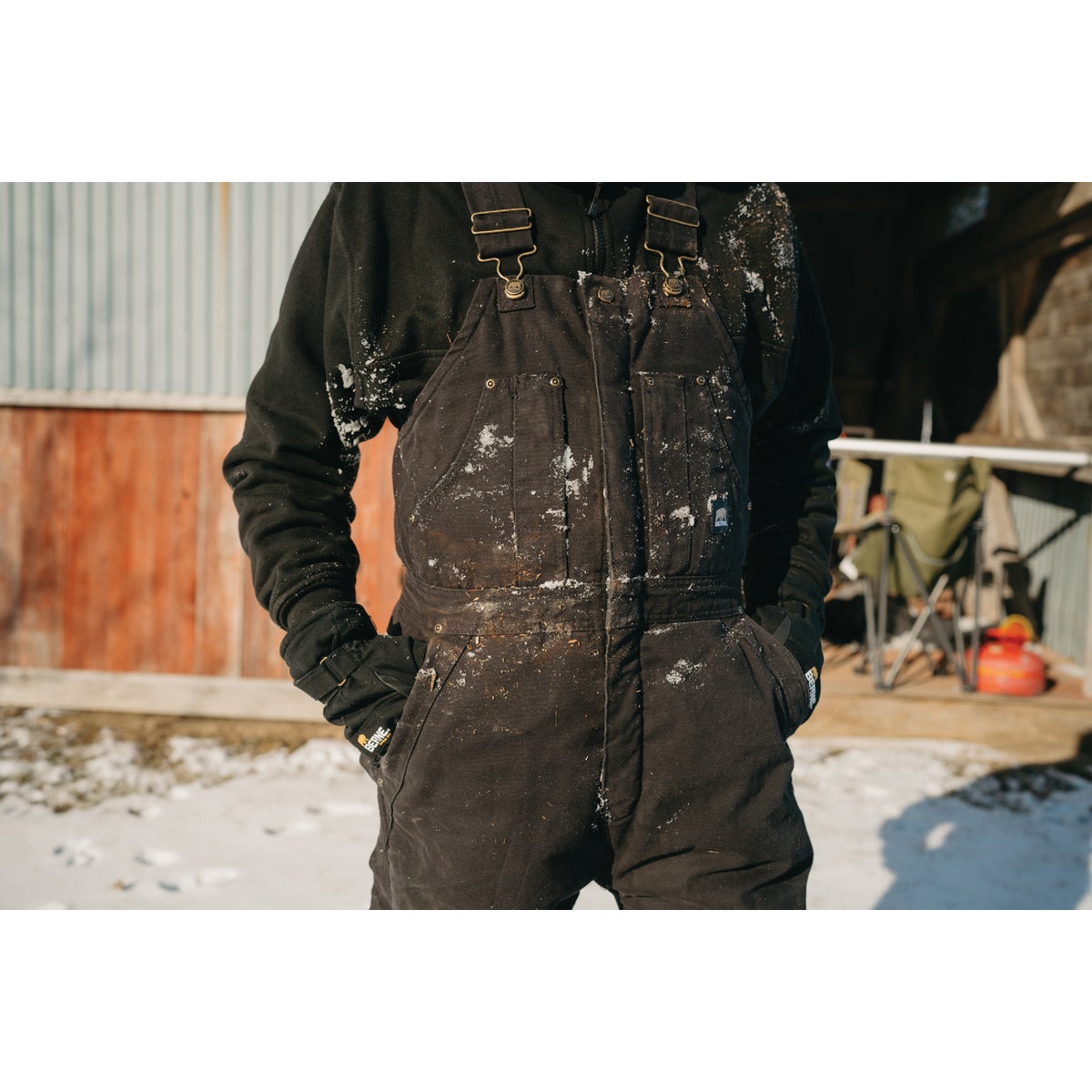 Berne Men's 2XL Black Heartland Insulated Washed Duck Bib Overalls Image 4