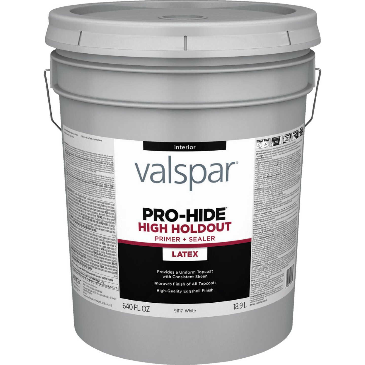 Valspar Pro-Hide High Hold Out Interior Primer Sealer, White, 5 Gal. Image 1