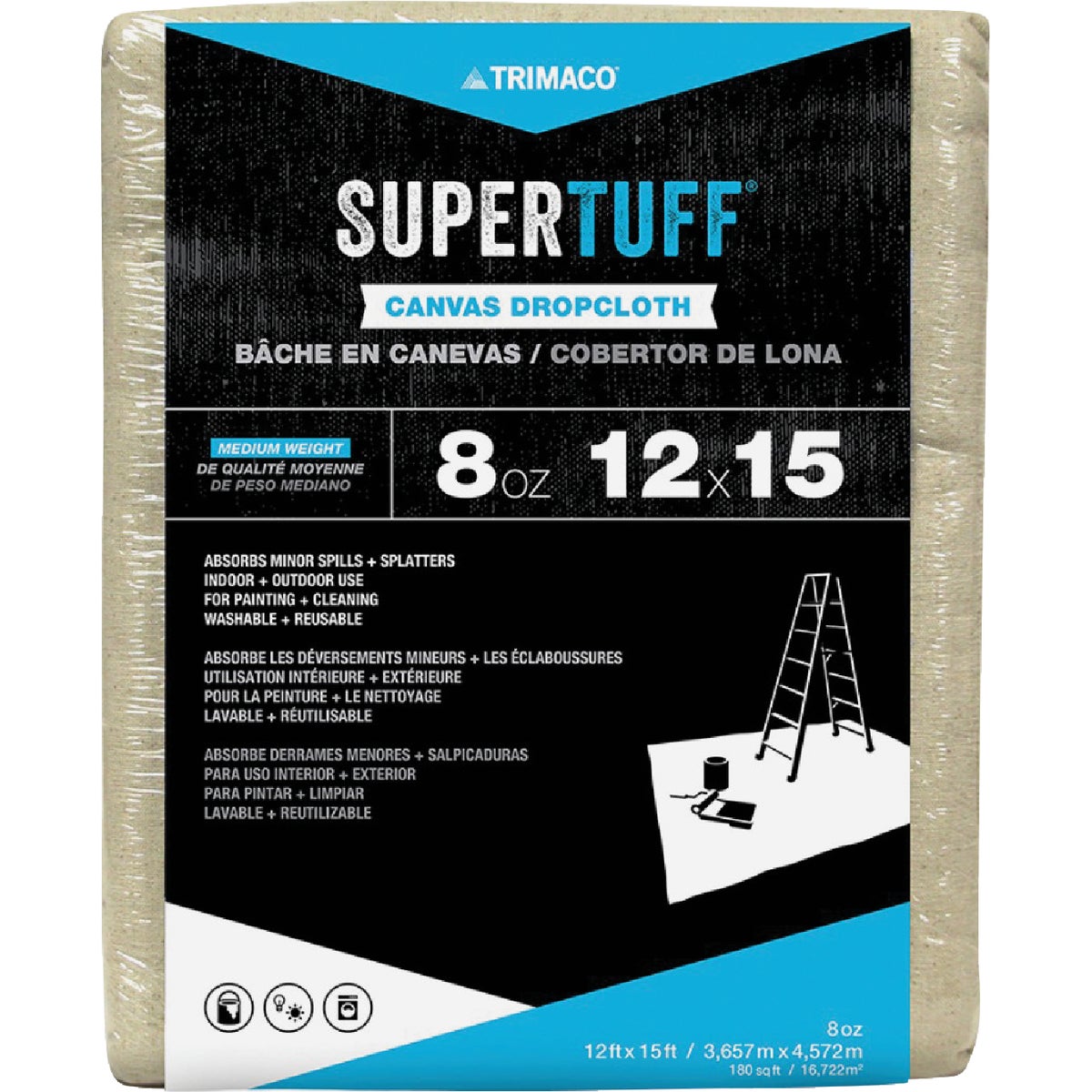 Trimaco SuperTuff 8 Oz. 12 Ft. x 15 Ft. Medium Weight Canvas Drop Cloth Image 1