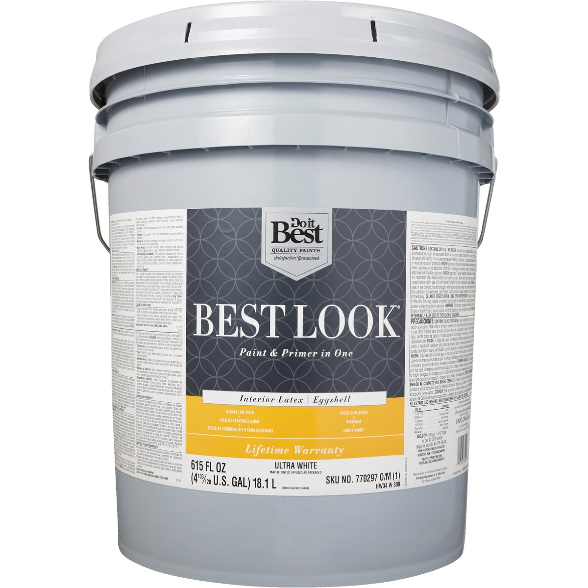 Best Look Latex Premium Paint & Primer In One Eggshell Interior Wall Paint, Ultra White, 5 Gal. Image 2