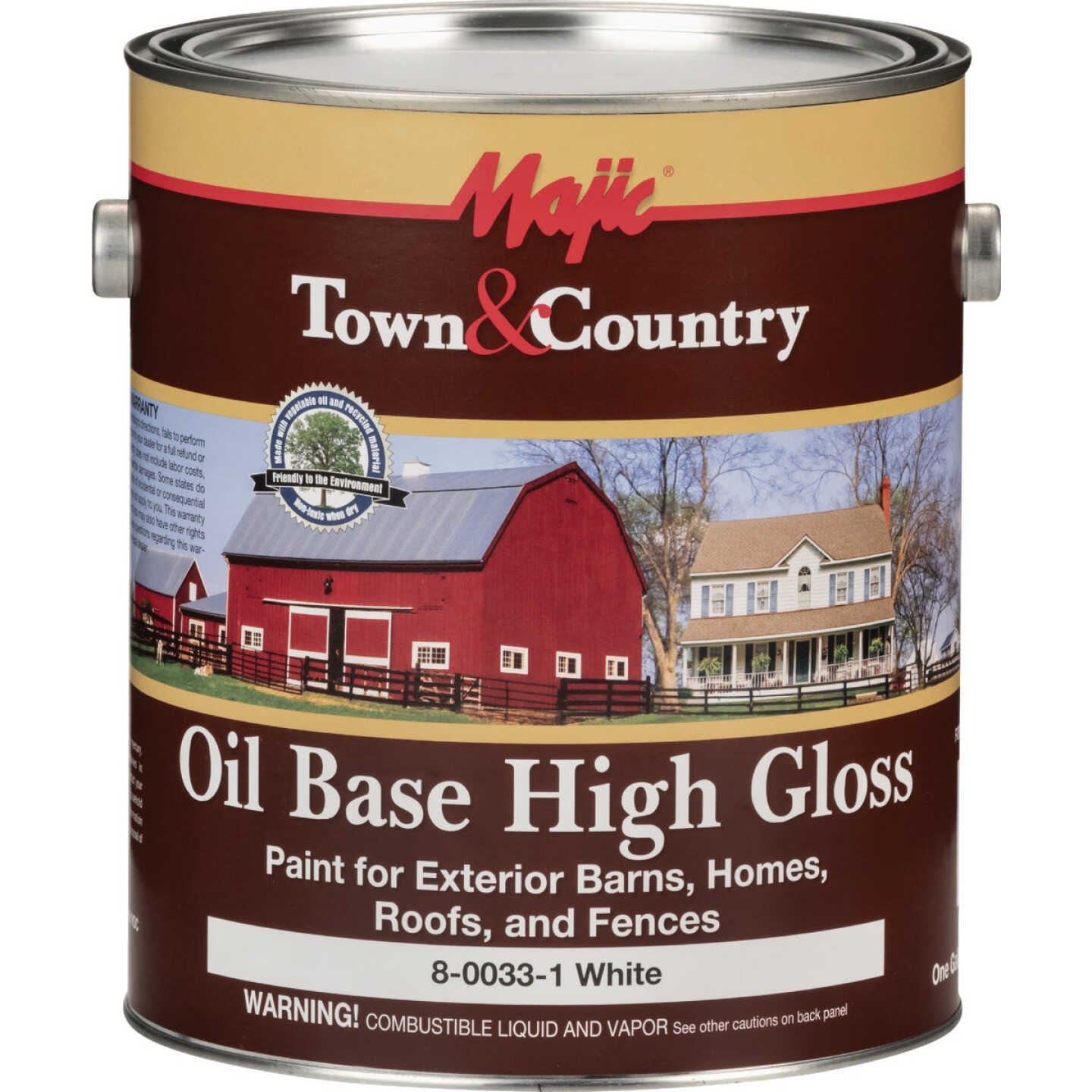 MAJIC Town & Country Oil Base High-Gloss Barn & Fence Paint, White, 1 Gal. Image 1