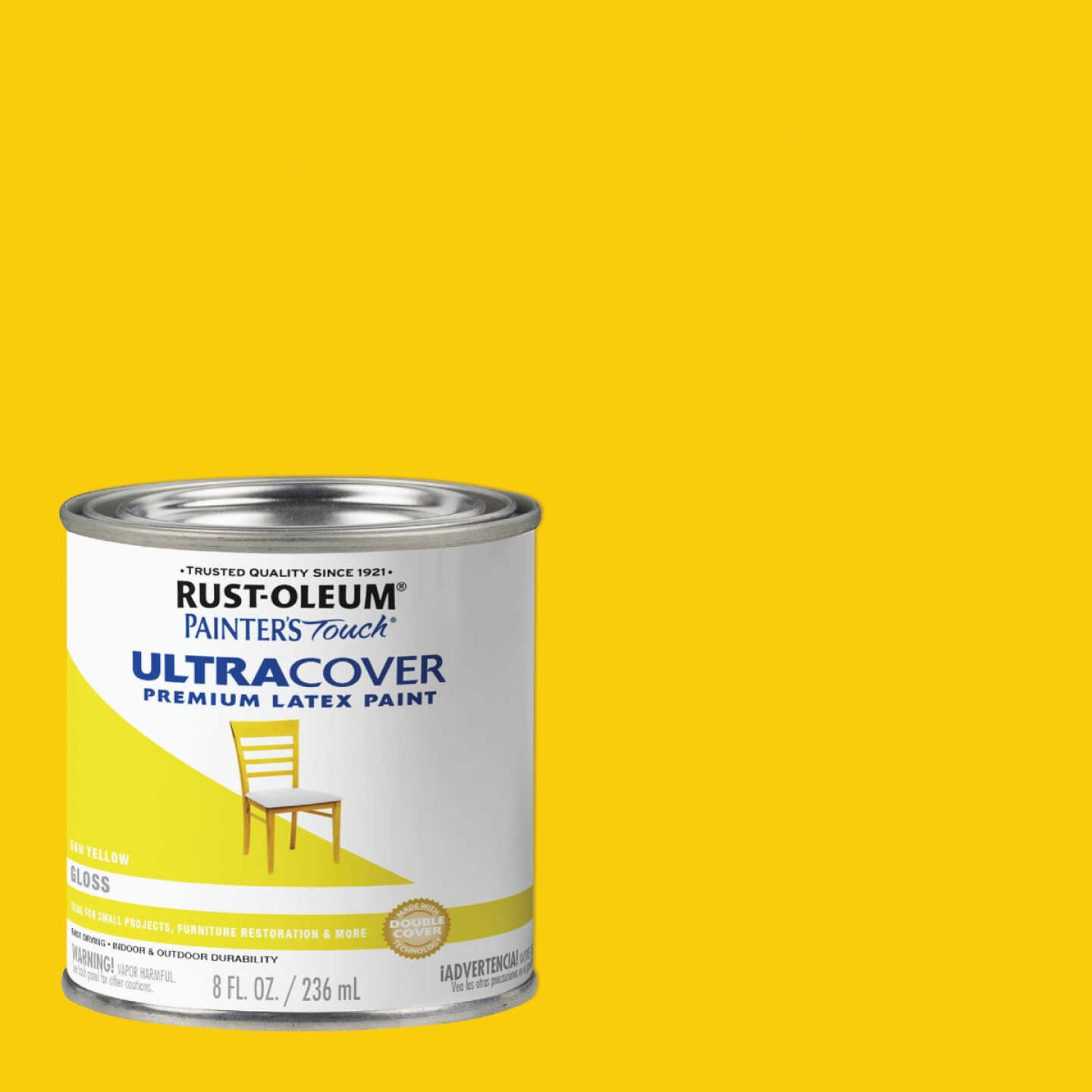 Rust-Oleum Painter's Touch 2X Ultra Cover Premium Latex Paint, Gloss Sun Yellow, 1/2 Pt. Image 1