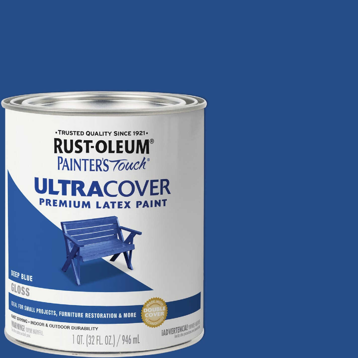 Rust-Oleum Painter's Touch 2X Ultra Cover Premium Latex Paint, Gloss Deep Blue, 1 Qt. Image 1