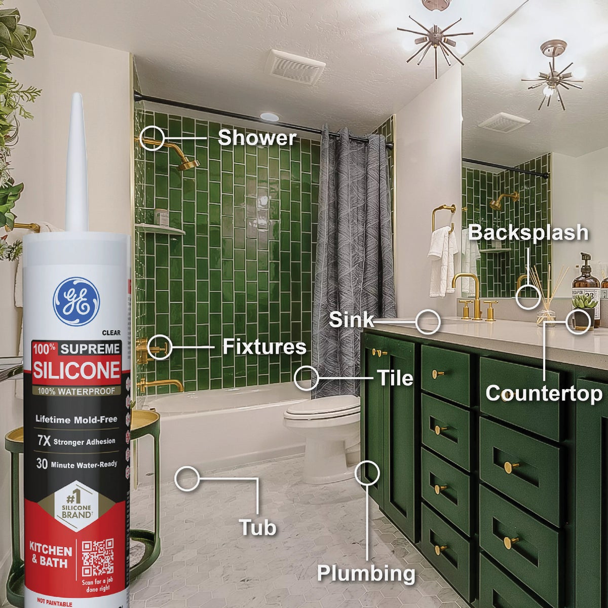 GE Supreme Silicone 10.1 Oz. White Kitchen & Bath Sealant Image 3