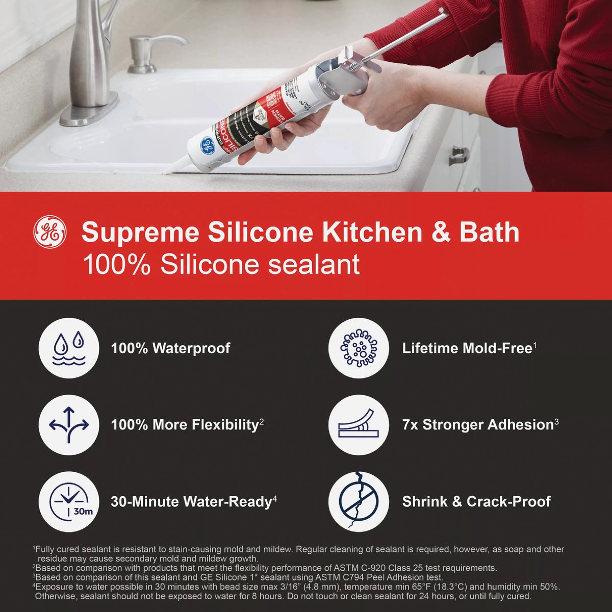 GE Supreme Silicone 10.1 Oz. White Kitchen & Bath Sealant Image 4