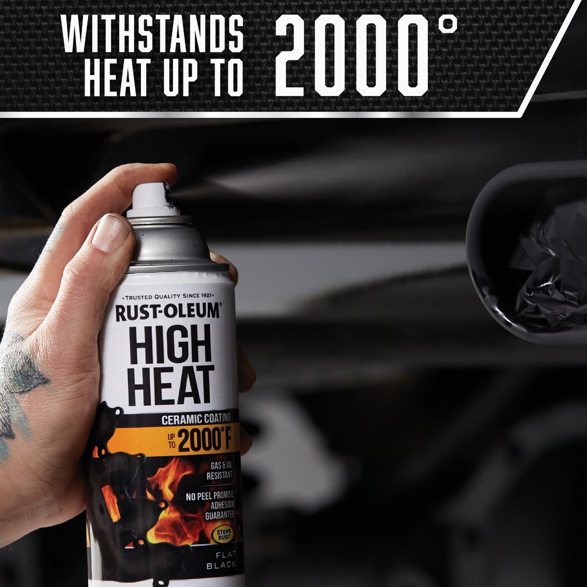 Rust-Oleum Stops Rust Flat Black 12 Oz. High Heat Spray Paint Image 3